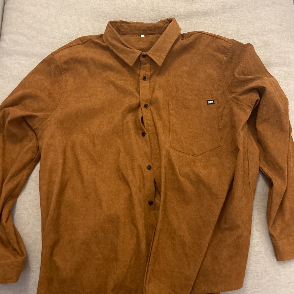 Brown 5xl Shein Corduroy Button up